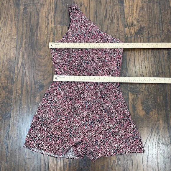 BCBGeneration Romper 2 Pink Black Pleated One Shoulder Pockets BCBG Women's - Picture 7 of 14